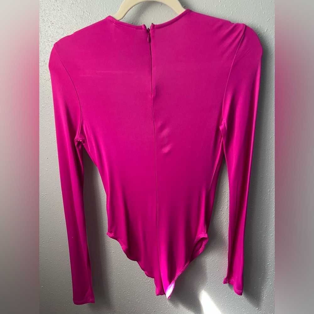 Farm Rio Bright Shot Pink Long Sleeve Bodysuit Size XS New - Picture 3 of 9